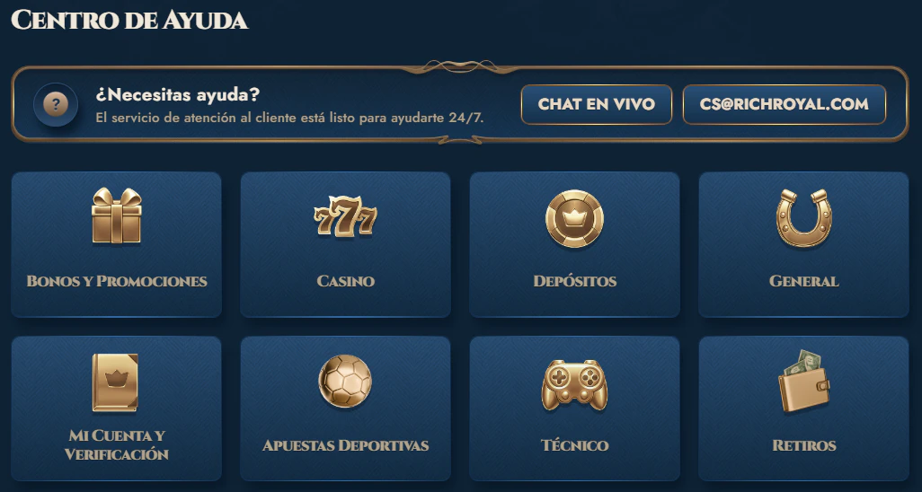 RichRoyal Casino atención al cliente y centro de ayuda