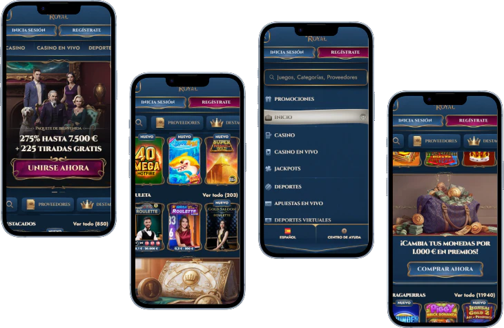RichRoyal Casino versión móvil con juegos y menú